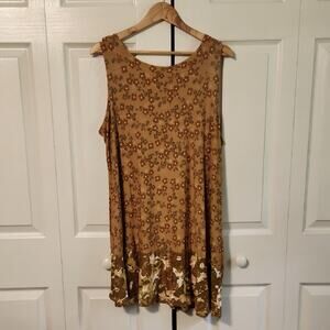LOGO Layers Earth Tone Floral Dress Size XL Lagenlook Neutral Granola‎ Girl Soft